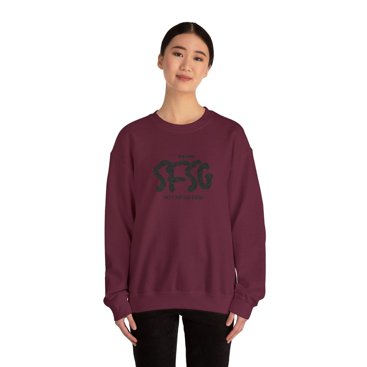 SFSG Unisex White Sweatshirt : BLCK LOGO (Embroidery)