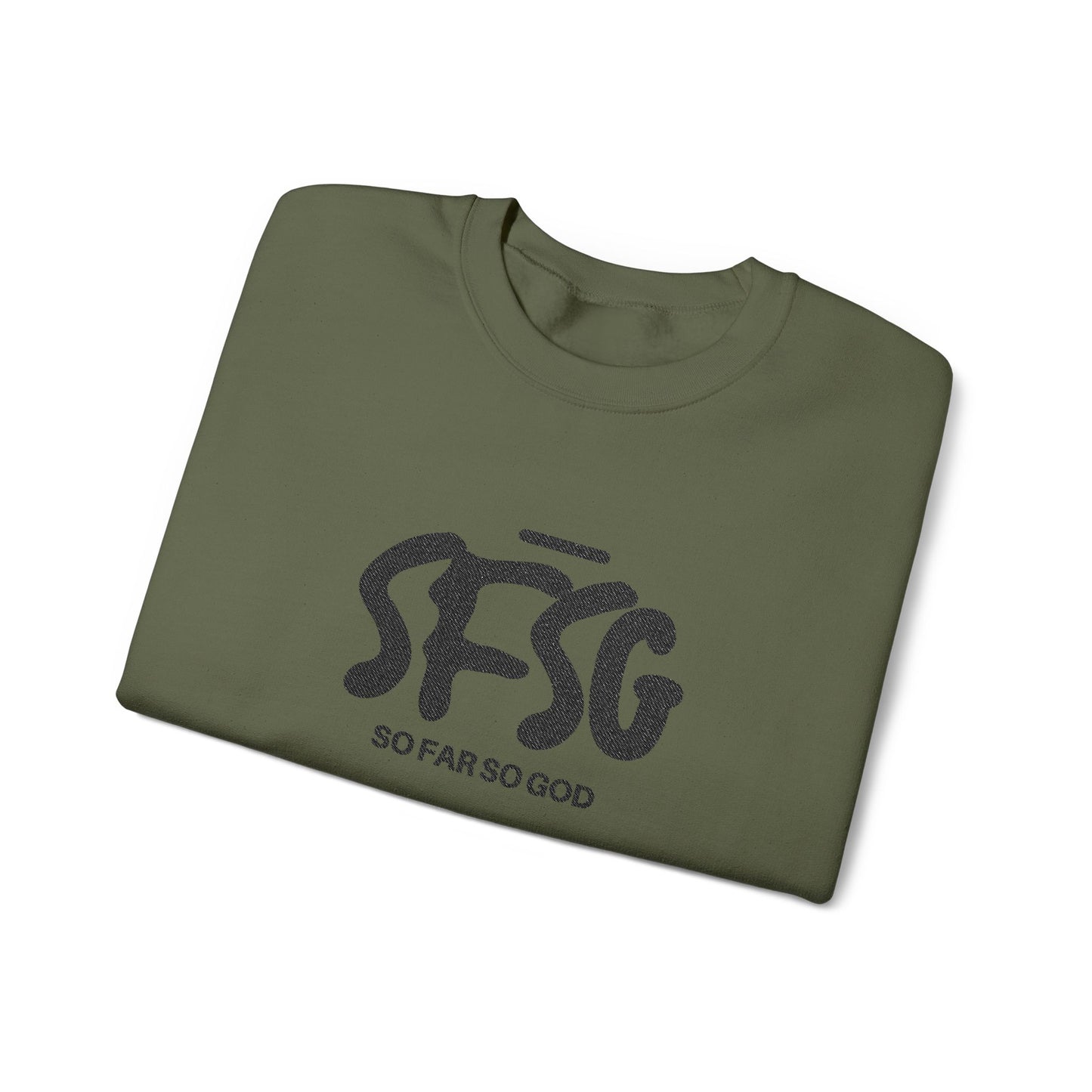 SFSG Unisex White Sweatshirt : BLCK LOGO (Embroidery)