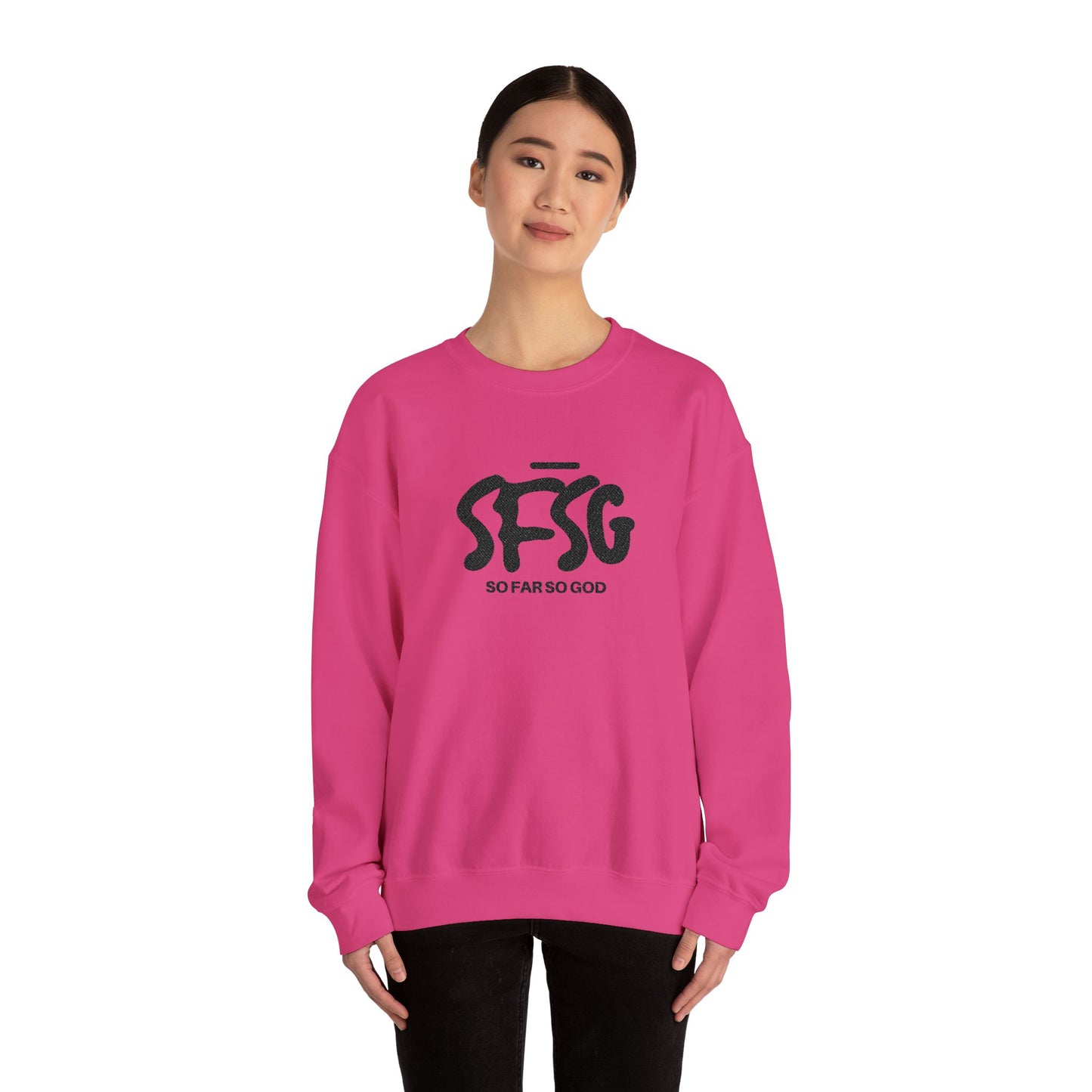 SFSG Unisex White Sweatshirt : BLCK LOGO (Embroidery)