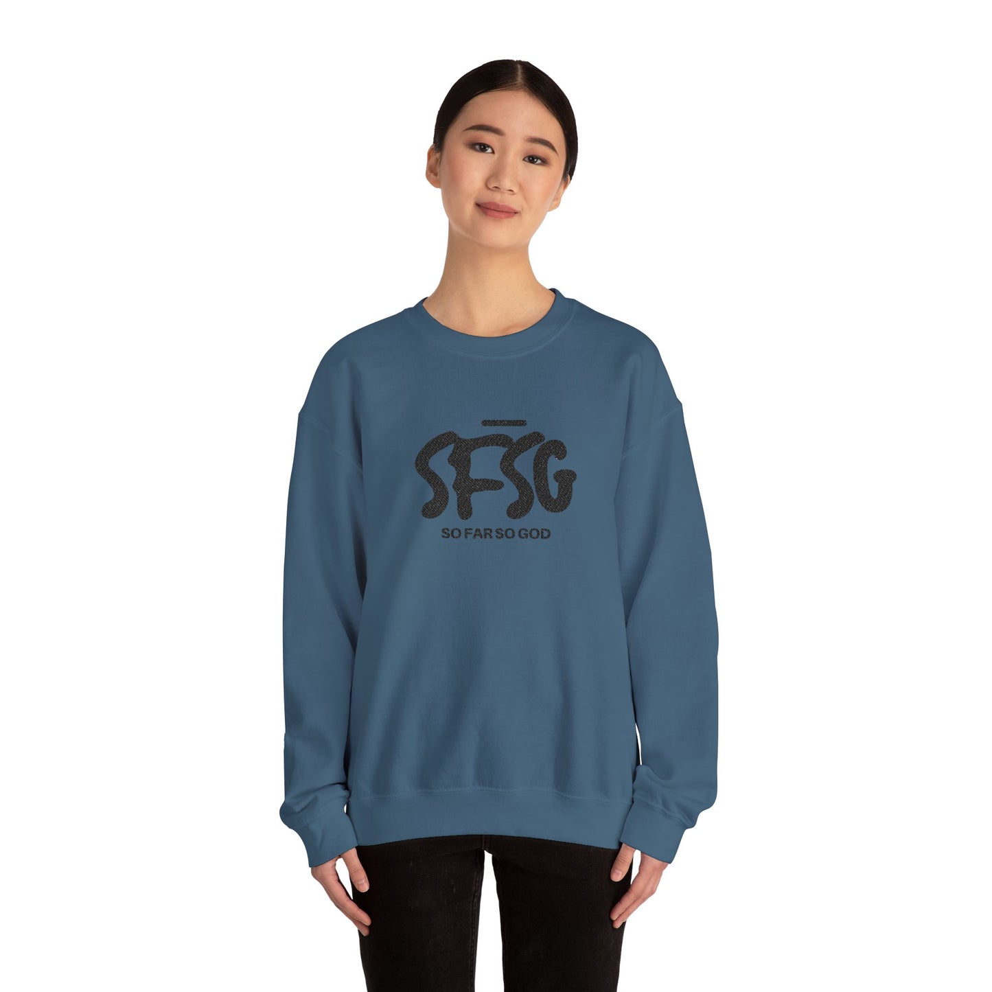 SFSG Unisex White Sweatshirt : BLCK LOGO (Embroidery)