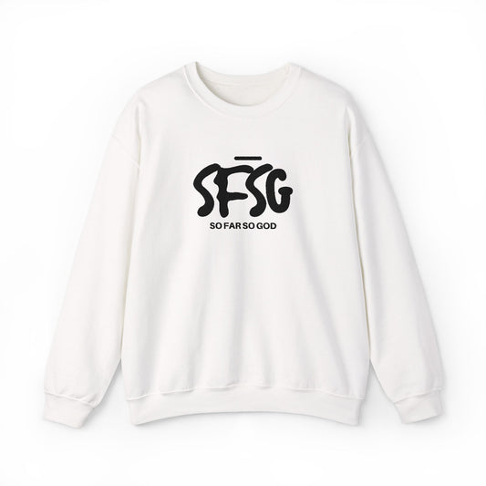 SFSG Unisex White Sweatshirt : BLCK LOGO (Embroidery)