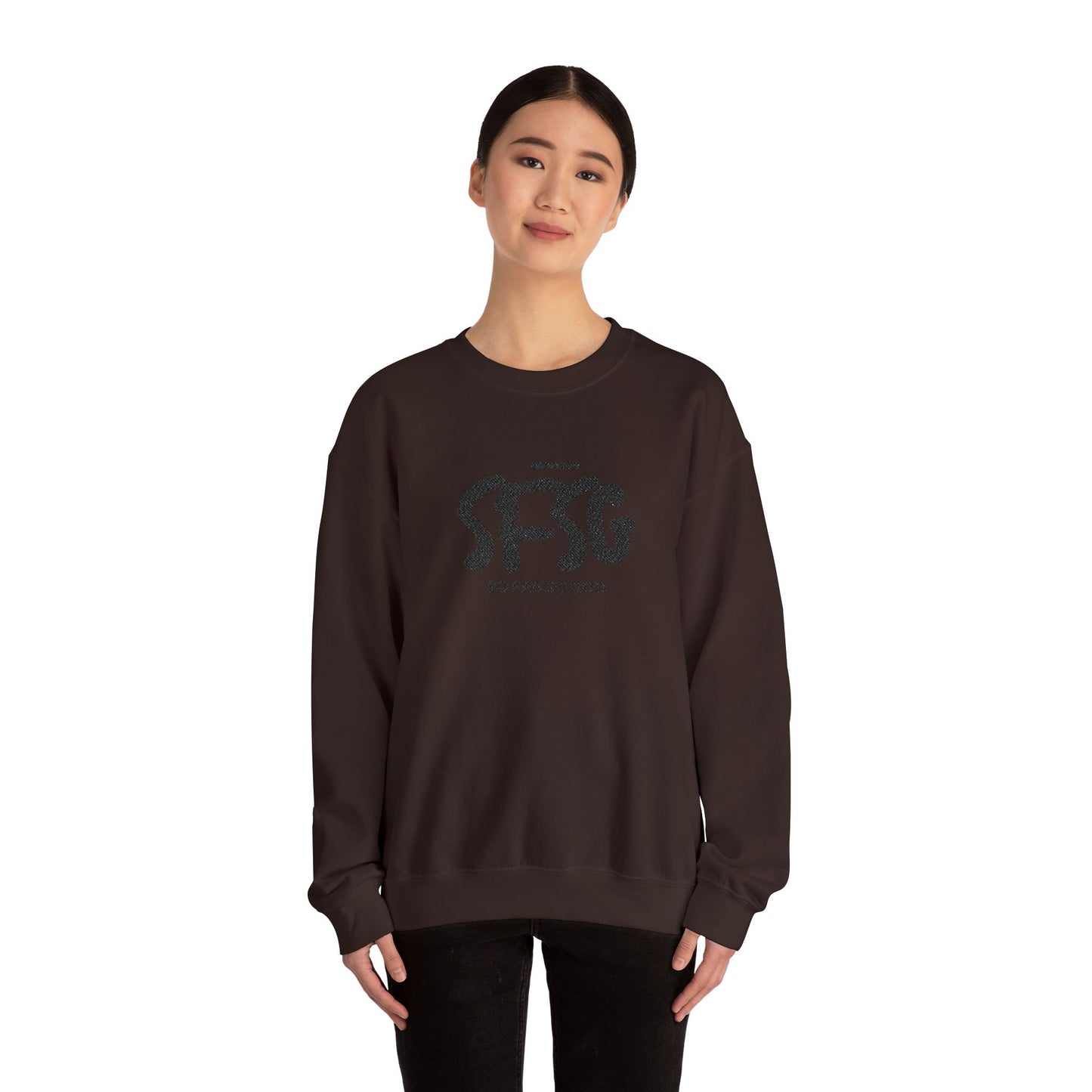 SFSG Unisex White Sweatshirt : BLCK LOGO (Embroidery)