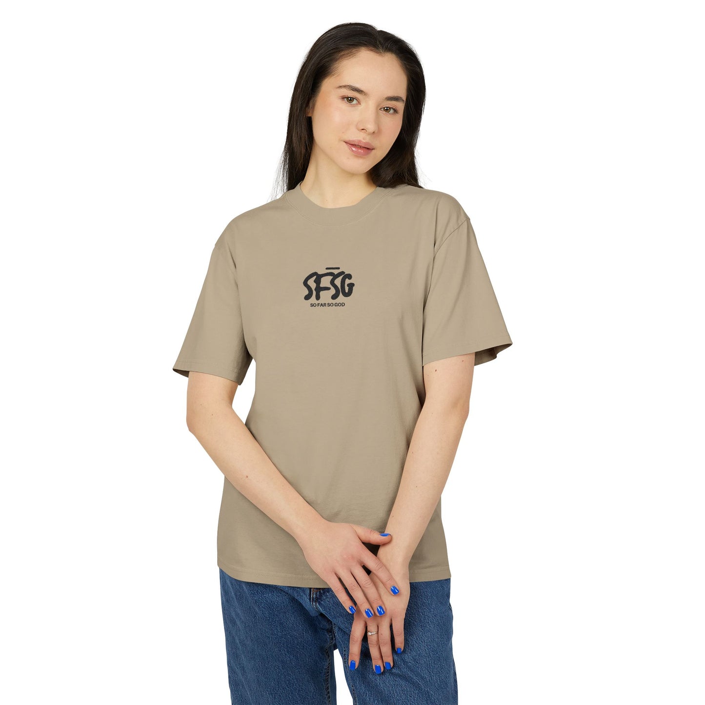 SFSG Unisex Heavy Faded Tee: Blck Logo (Embroidered)