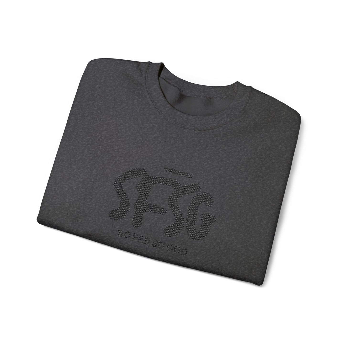 SFSG Unisex White Sweatshirt : BLCK LOGO (Embroidery)