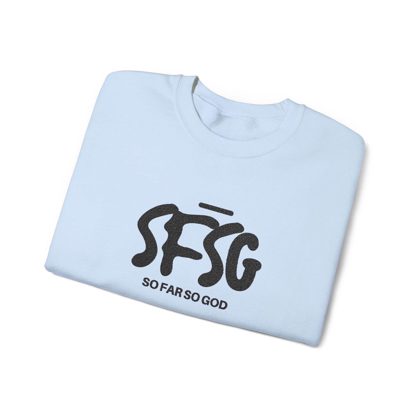 SFSG Unisex White Sweatshirt : BLCK LOGO (Embroidery)