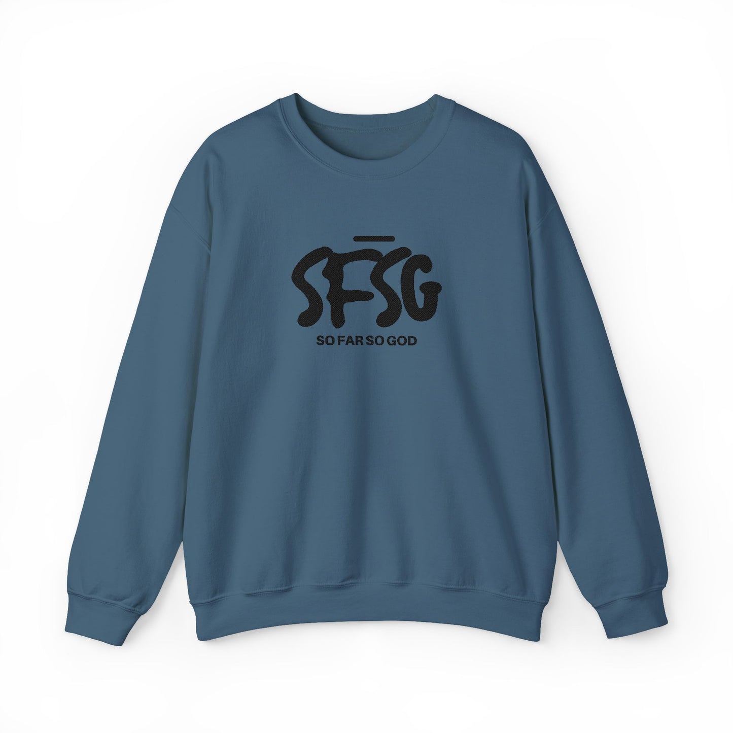 SFSG Unisex White Sweatshirt : BLCK LOGO (Embroidery)
