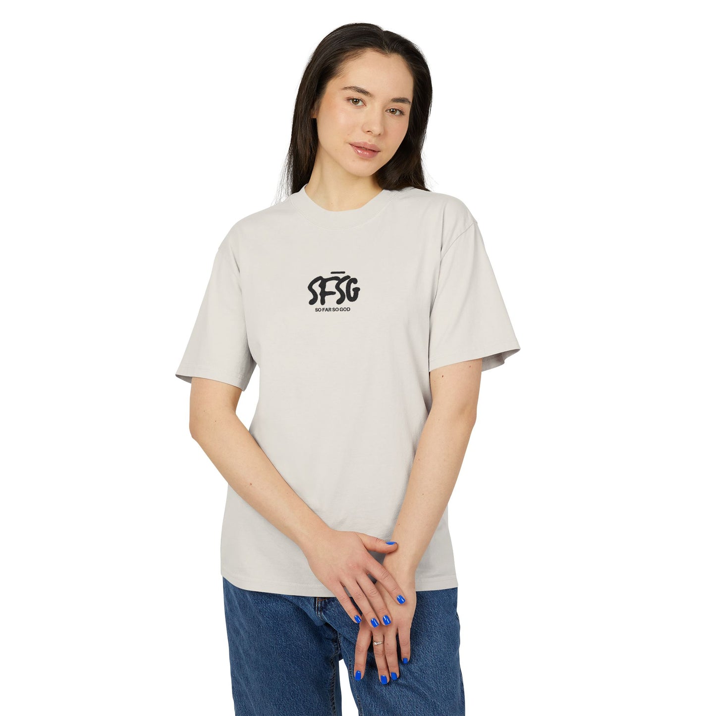 SFSG Unisex Heavy Faded Tee: Blck Logo (Embroidered)