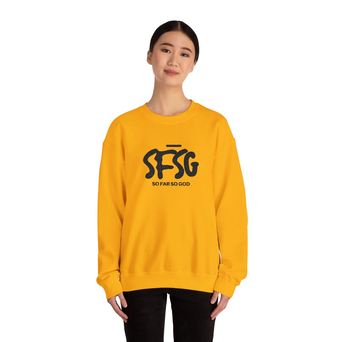 SFSG Unisex White Sweatshirt : BLCK LOGO (Embroidery)