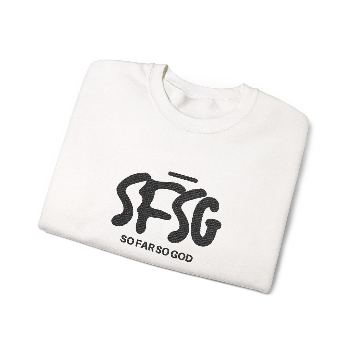 SFSG Unisex White Sweatshirt : BLCK LOGO (Embroidery)