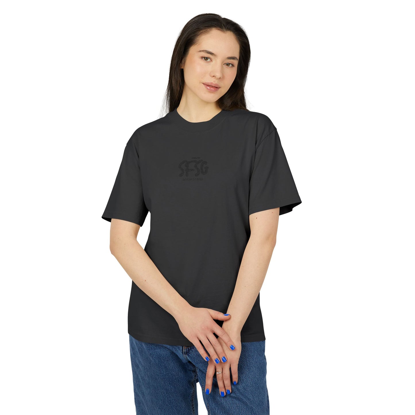 SFSG Unisex Heavy Faded Tee: Blck Logo (Embroidered)