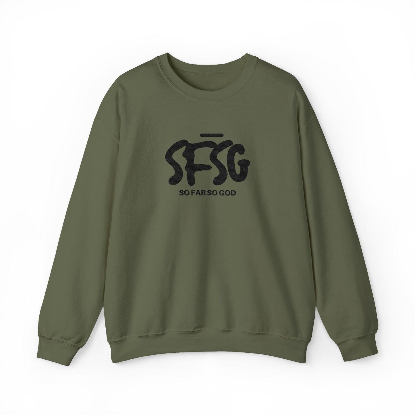 SFSG Unisex White Sweatshirt : BLCK LOGO (Embroidery)
