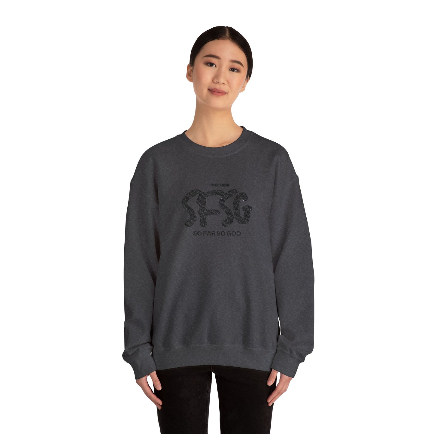 SFSG Unisex White Sweatshirt : BLCK LOGO (Embroidery)
