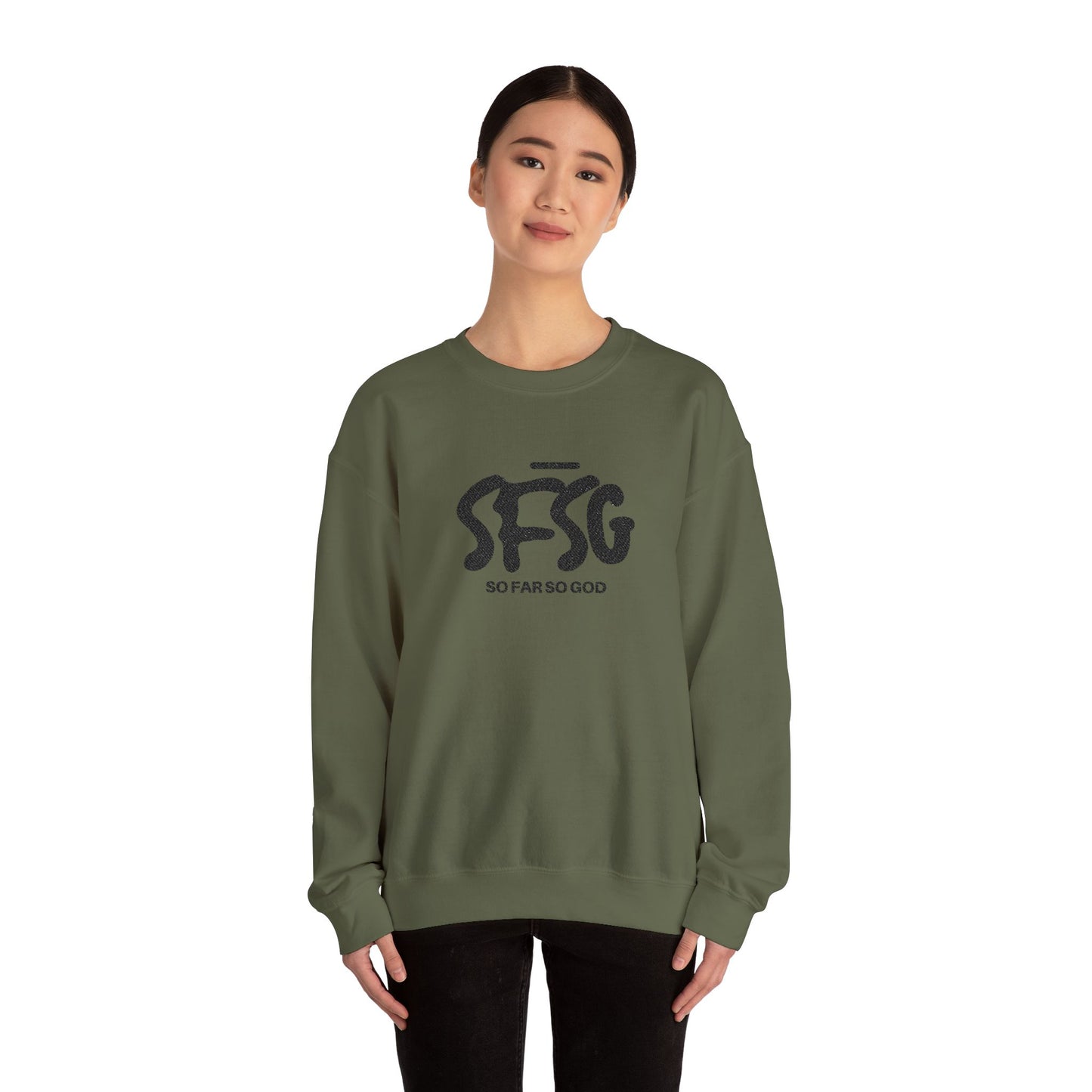 SFSG Unisex White Sweatshirt : BLCK LOGO (Embroidery)