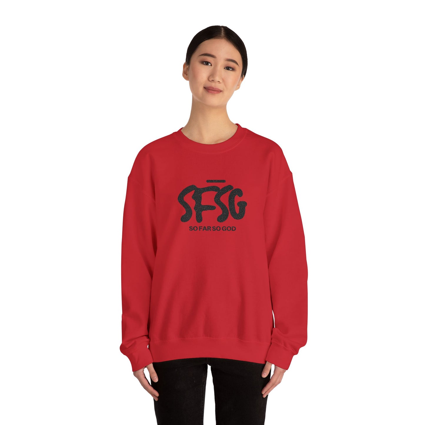 SFSG Unisex White Sweatshirt : BLCK LOGO (Embroidery)