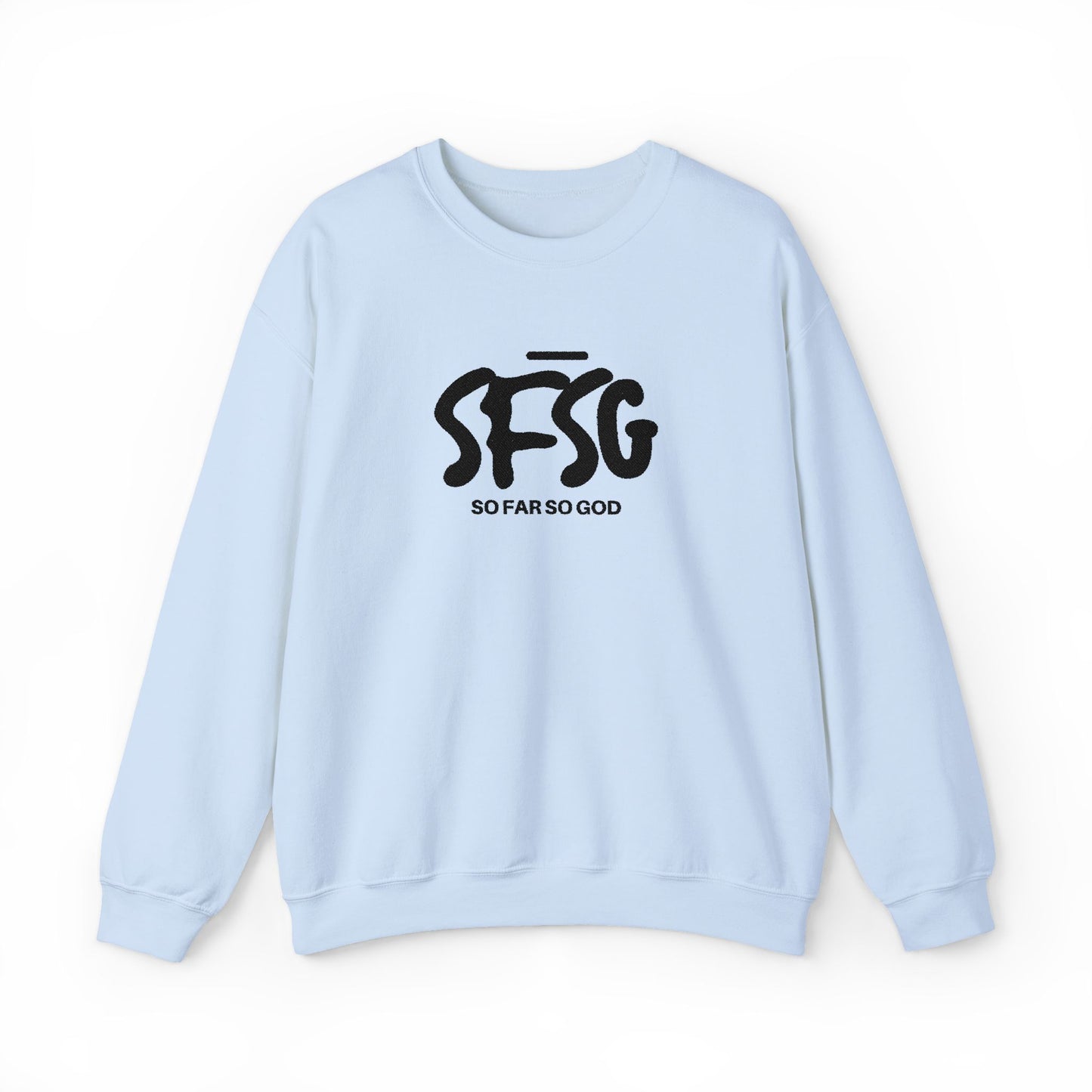 SFSG Unisex White Sweatshirt : BLCK LOGO (Embroidery)
