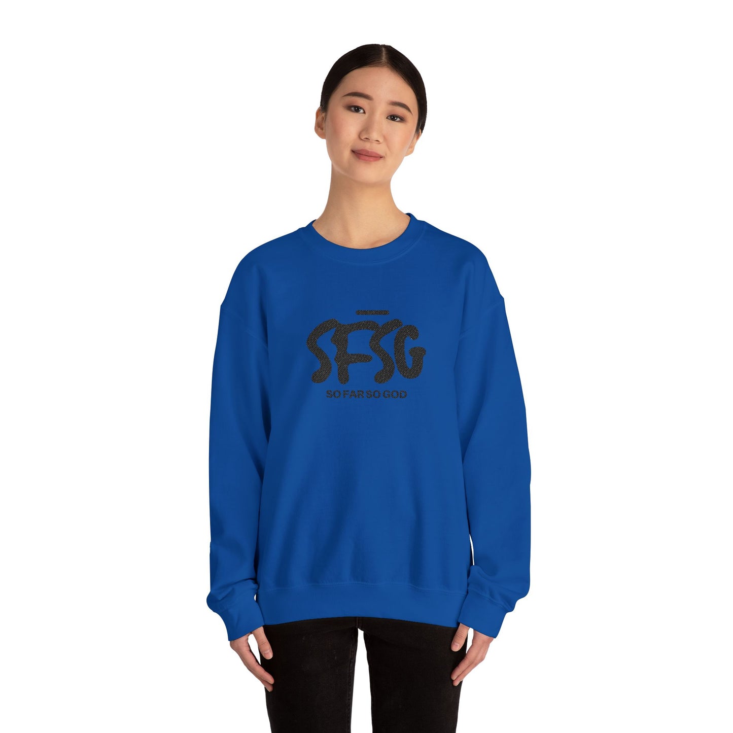 SFSG Unisex White Sweatshirt : BLCK LOGO (Embroidery)