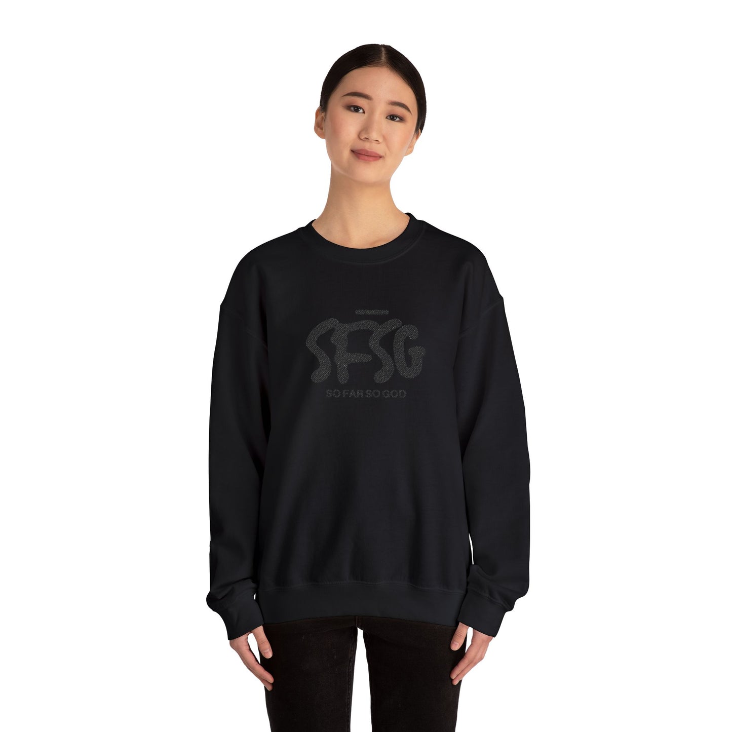 SFSG Unisex White Sweatshirt : BLCK LOGO (Embroidery)